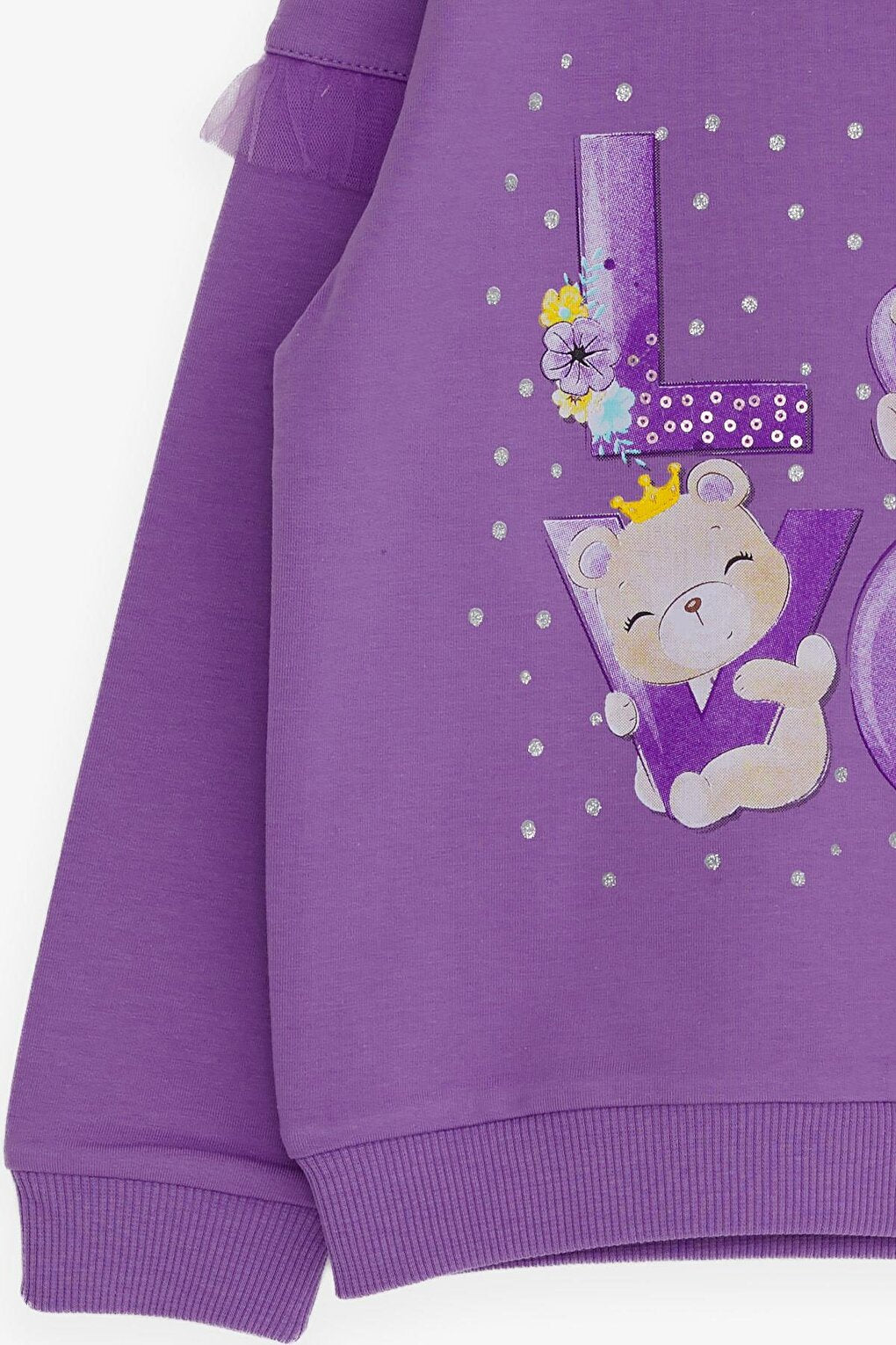 Girl's Sweatshirt Teddy Bear Printed Lilac (Age 1-3)