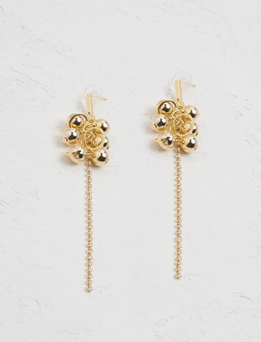 Gold Ball Figured Dangle Earrings