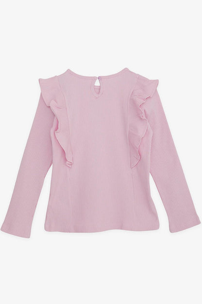 Girl's Long Sleeve Blouse Ruffled Pink (4-8 Years)