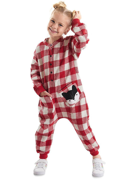 Fox Plaid Girls' Woven Jumpsuit