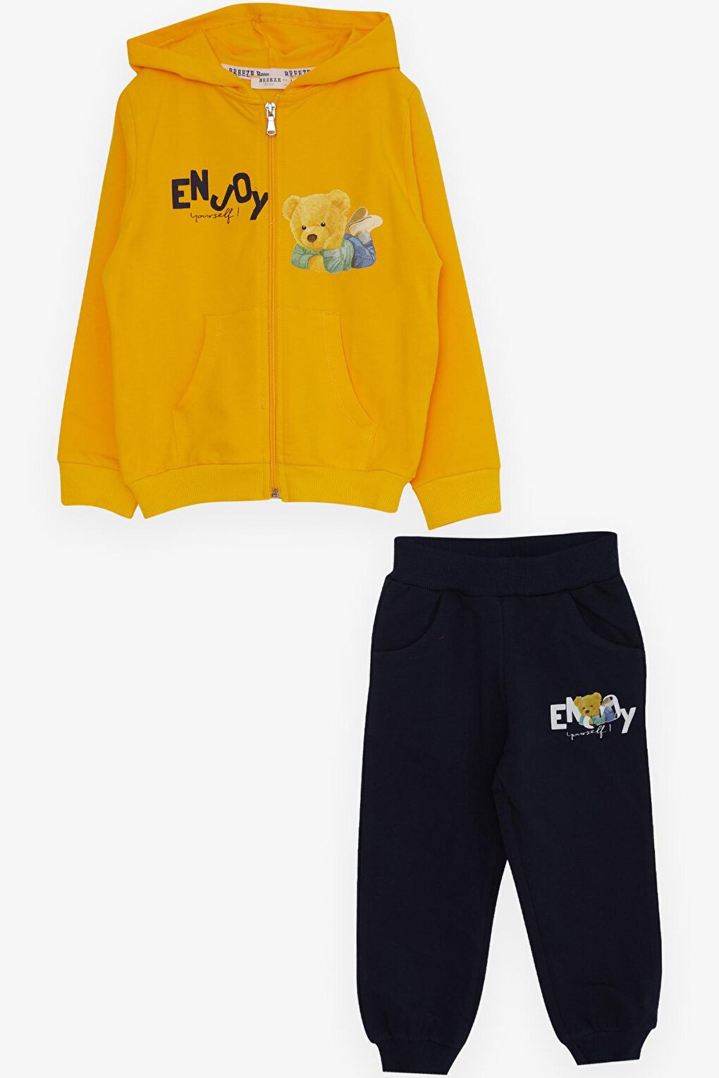 Boy's Tracksuit Set Yellow with Teddy Bear Print (Age 1.5-5)