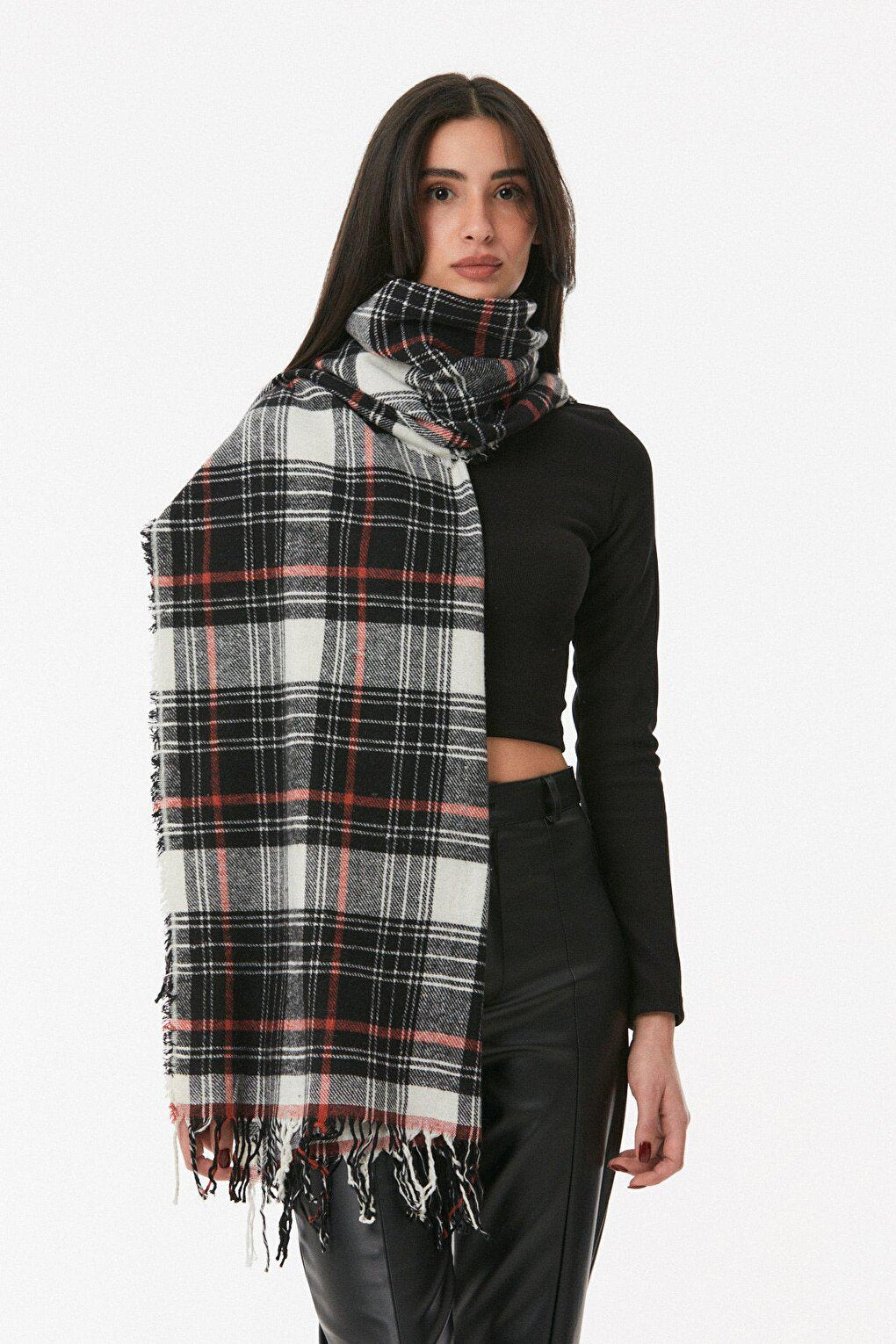 Plaid Patterned Soft Textured Shawl