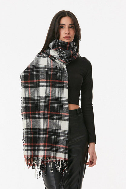 Plaid Patterned Soft Textured Shawl