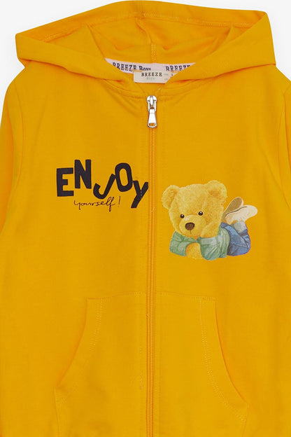 Boy's Tracksuit Set Yellow with Teddy Bear Print (Age 1.5-5)