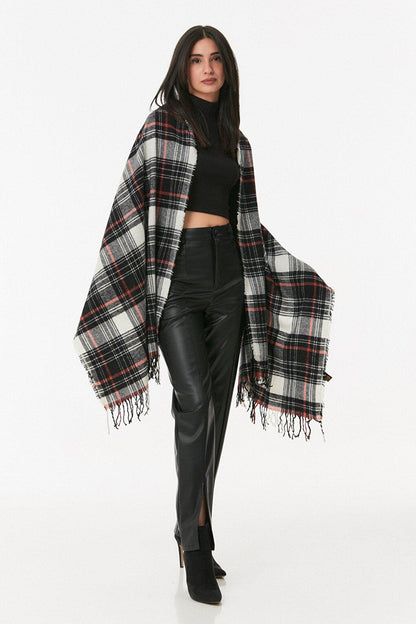 Plaid Patterned Soft Textured Shawl