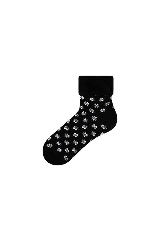 Fringed Snowflake Patterned Socket Towel Socks