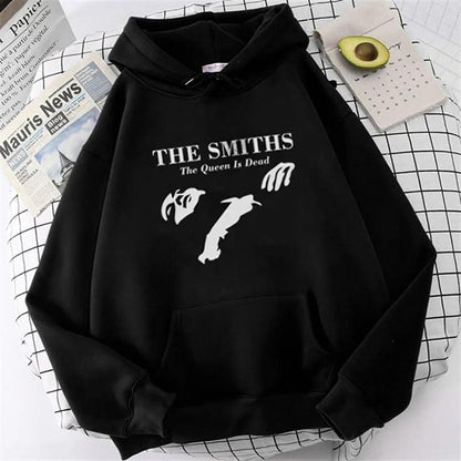 The Smiths Printed Black Unisex Oversize Hooded Sweatshirt