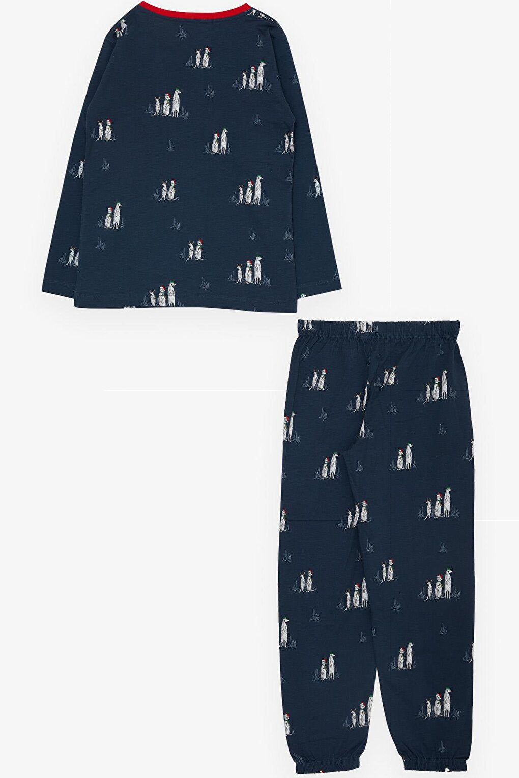 Boys' Pajama Set, New Year's Theme, Cute Animals Patterned Navy Blue (Ages 4-8)