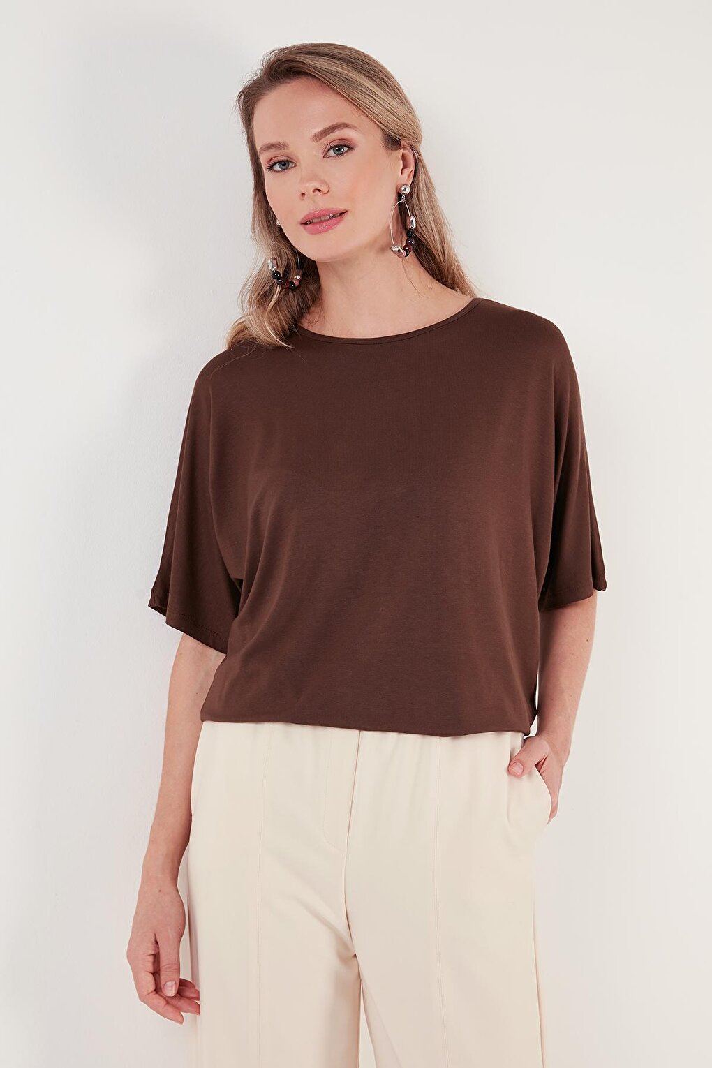 Crew Neck Oversize Flexible Textured 5864528blouse