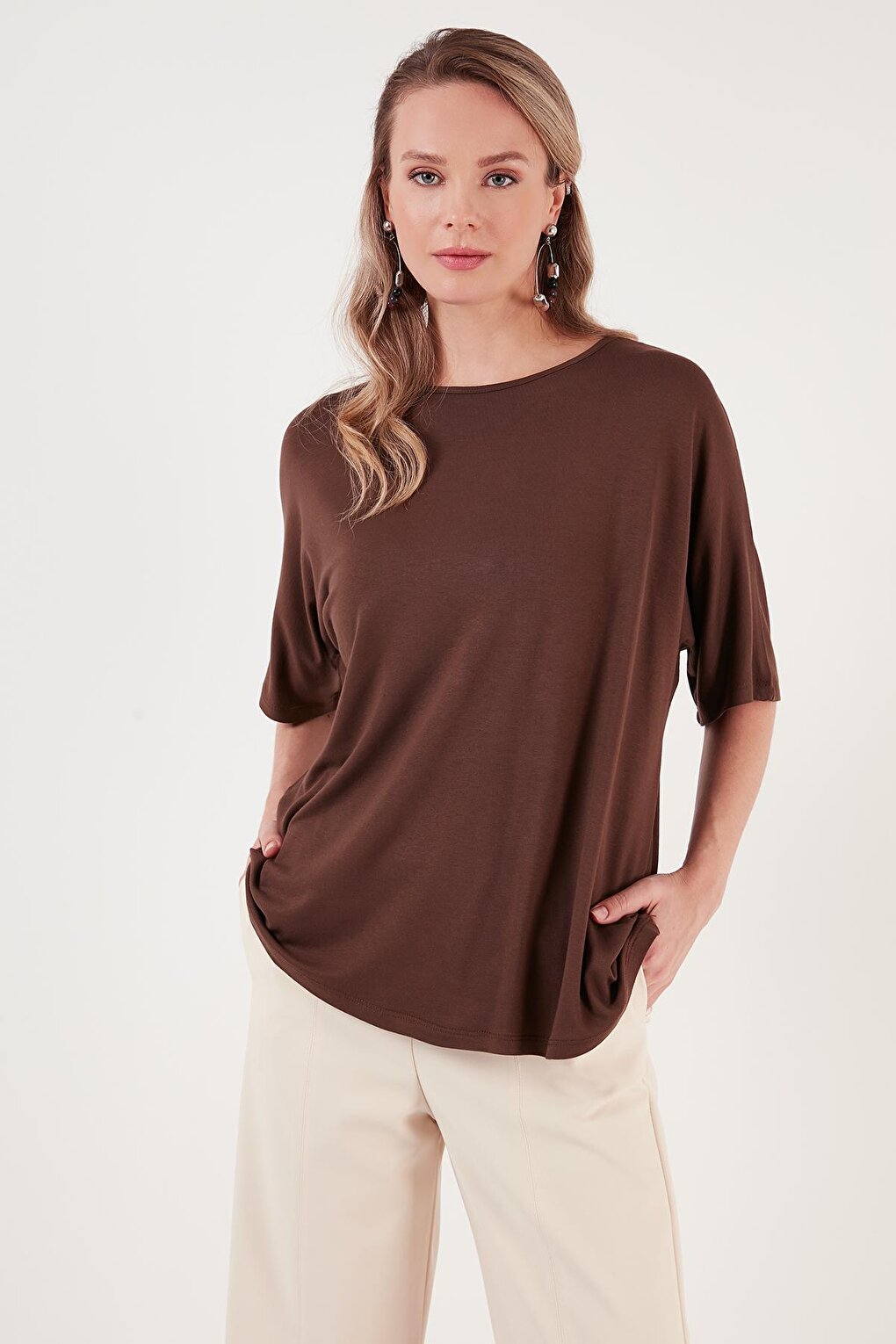 Crew Neck Oversize Flexible Textured 5864528blouse