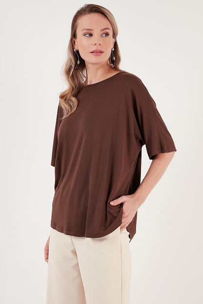 Crew Neck Oversize Flexible Textured 5864528blouse