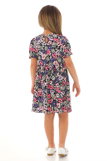 Girl's Purple Colored Floral Patterned Dress