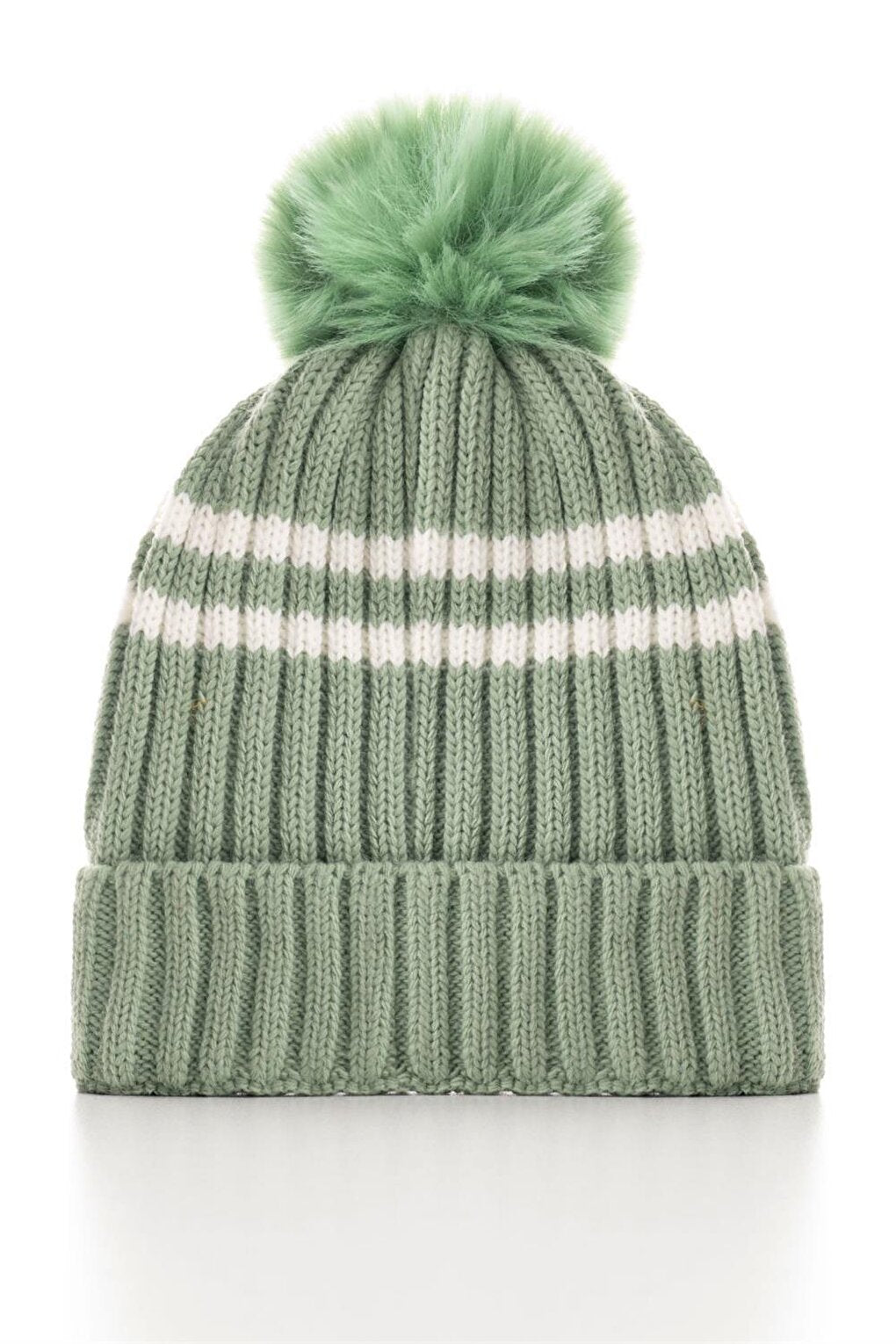 Boy's Çağla Green Colored Pompom and Boom Letter Beanie