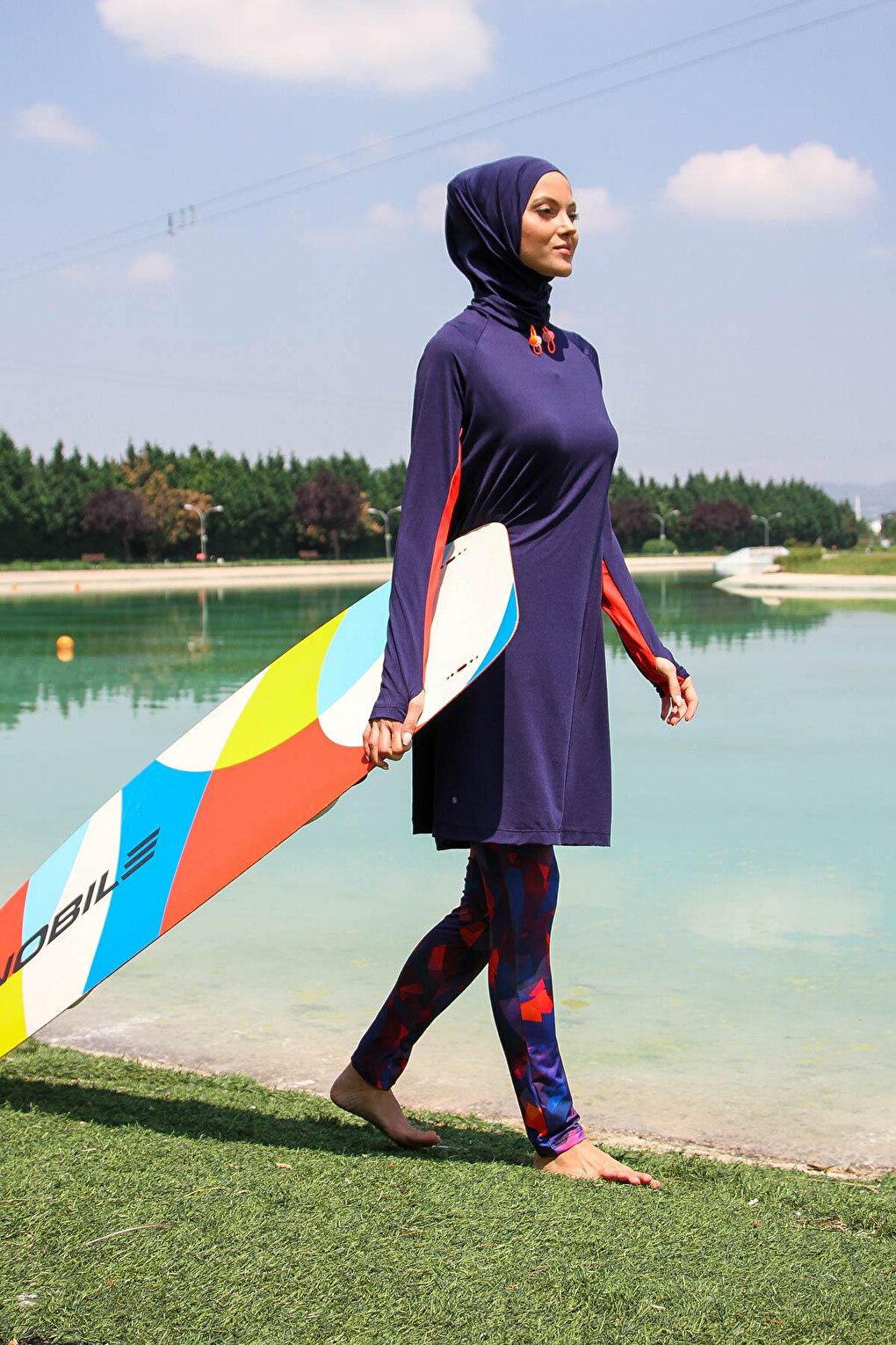 Navy Blue Fully Covered Hijab Swimsuit M2231