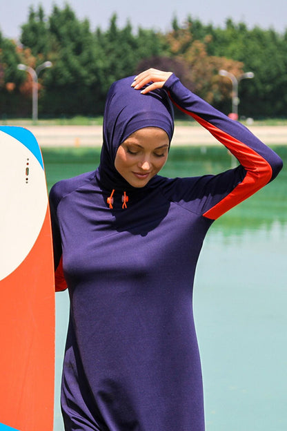 Navy Blue Fully Covered Hijab Swimsuit M2231