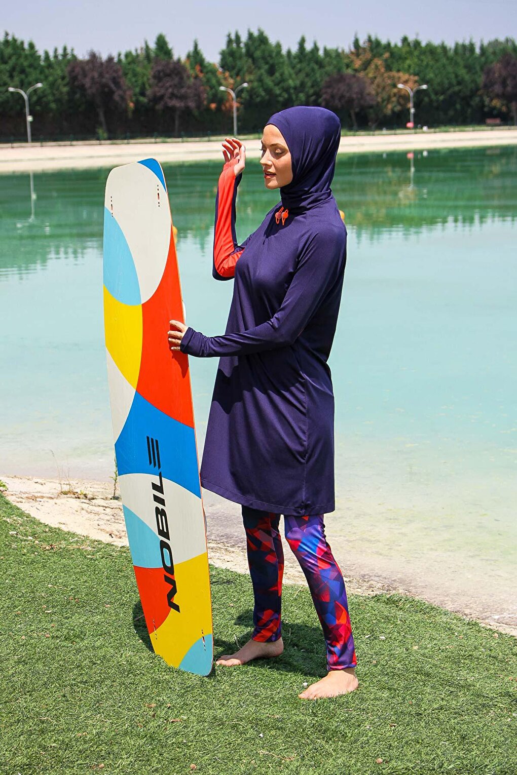 Navy Blue Fully Covered Hijab Swimsuit M2231