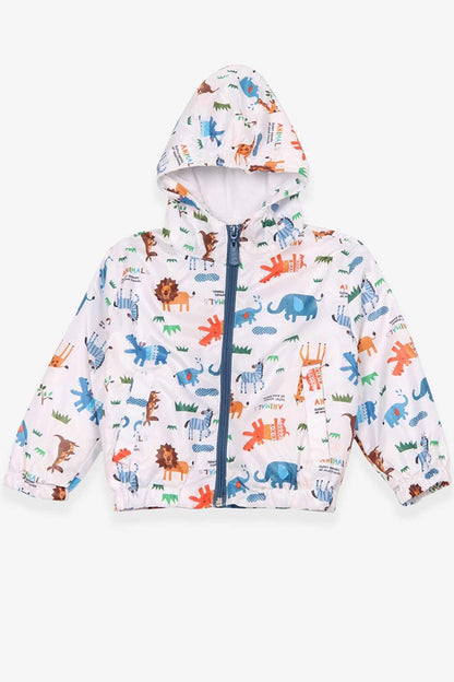 Baby Boy Raincoat Safari Animals Patterned White (1 Year Old)