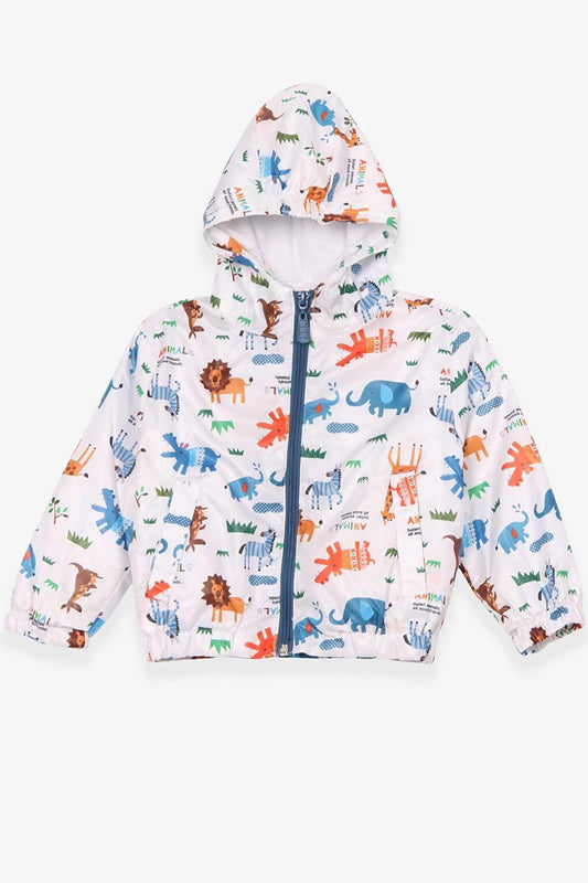 Baby Boy Raincoat Safari Animals Patterned White (1 Year Old)