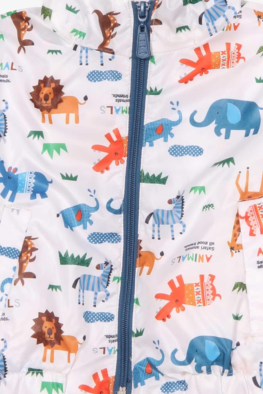 Baby Boy Raincoat Safari Animals Patterned White (1 Year Old)