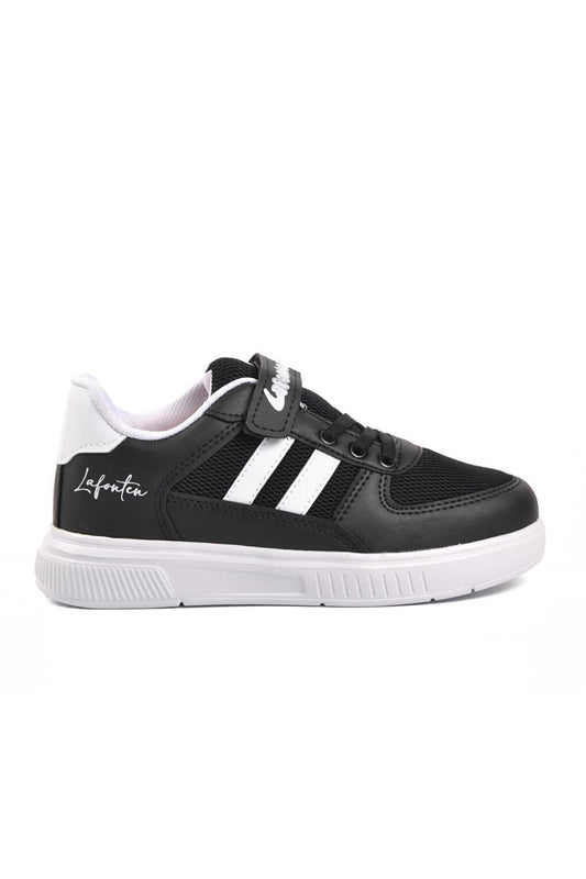 715Y-F Black-White Mesh Children's Sports Shoes