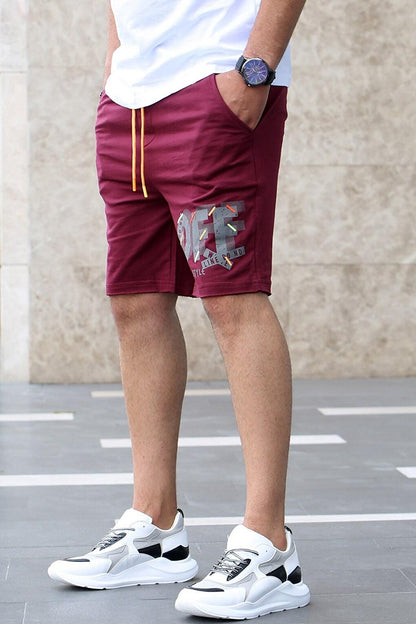 Printed Claret Red Men's Shorts 4247