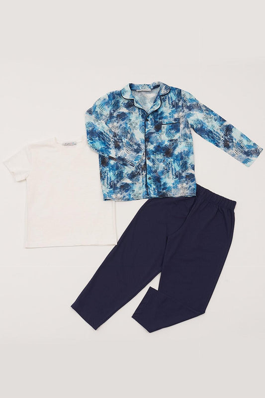 3-Piece T-shirt and Trousers Saks Pajama Set