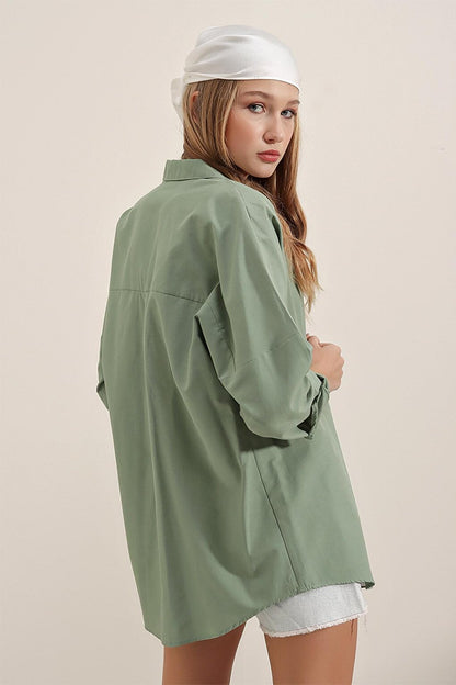 3900 Oversize Long Basic Shirt - A.Khaki