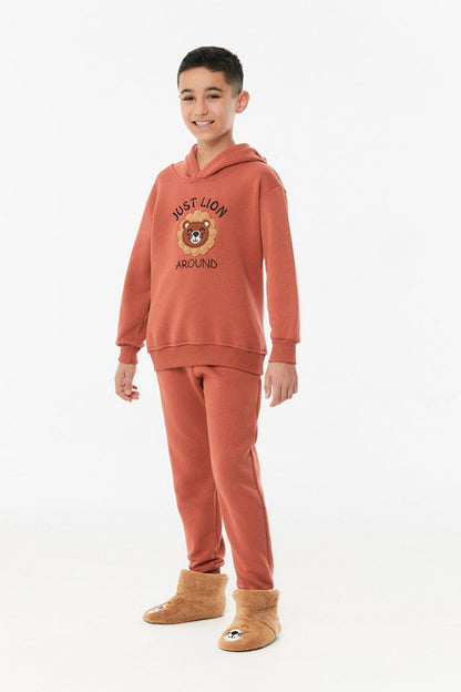 Embroidered Sweatshirt Boys' Tracksuit Set