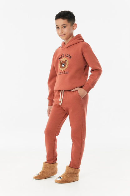 Embroidered Sweatshirt Boys' Tracksuit Set