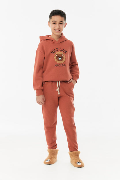 Embroidered Sweatshirt Boys' Tracksuit Set