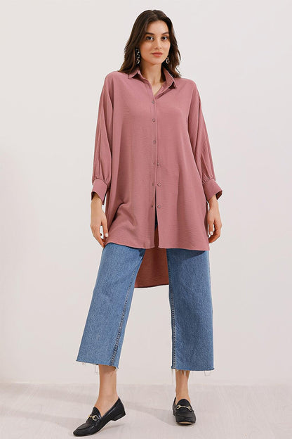 5914 Oversize Shirt Tunic - Dusty Rose