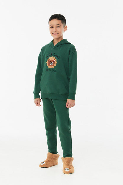 Embroidered Sweatshirt Boys' Tracksuit Set