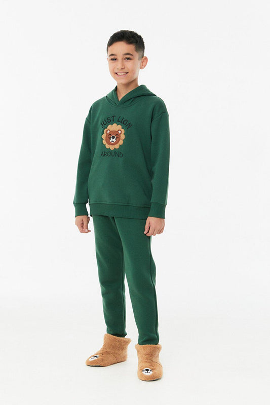 Embroidered Sweatshirt Boys' Tracksuit Set