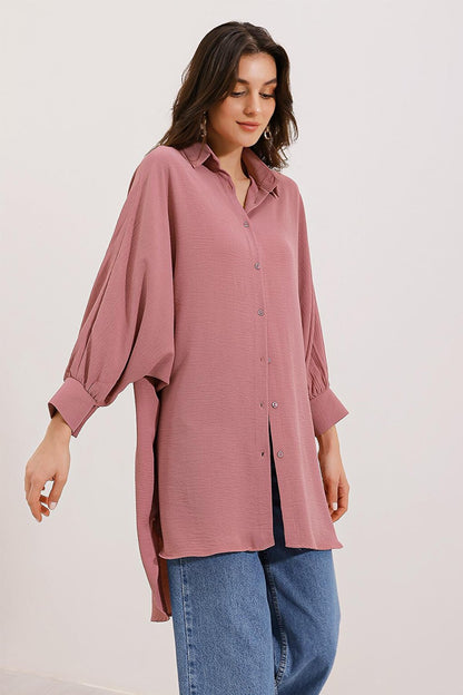 5914 Oversize Shirt Tunic - Dusty Rose