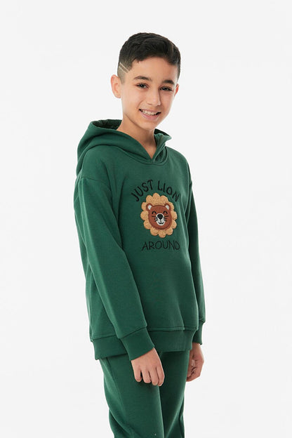 Embroidered Sweatshirt Boys' Tracksuit Set