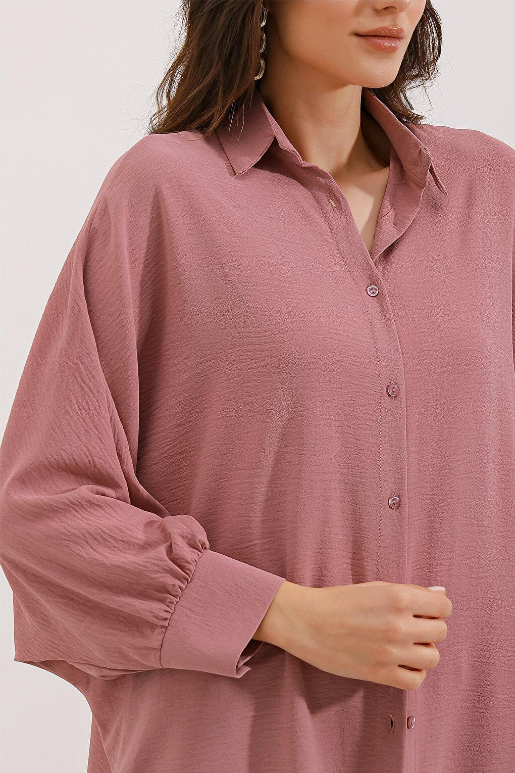 5914 Oversize Shirt Tunic - Dusty Rose