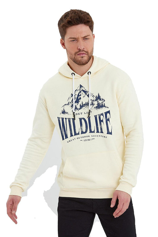 Men's Hooded Sweatshirt with Wildlife Written on the Front