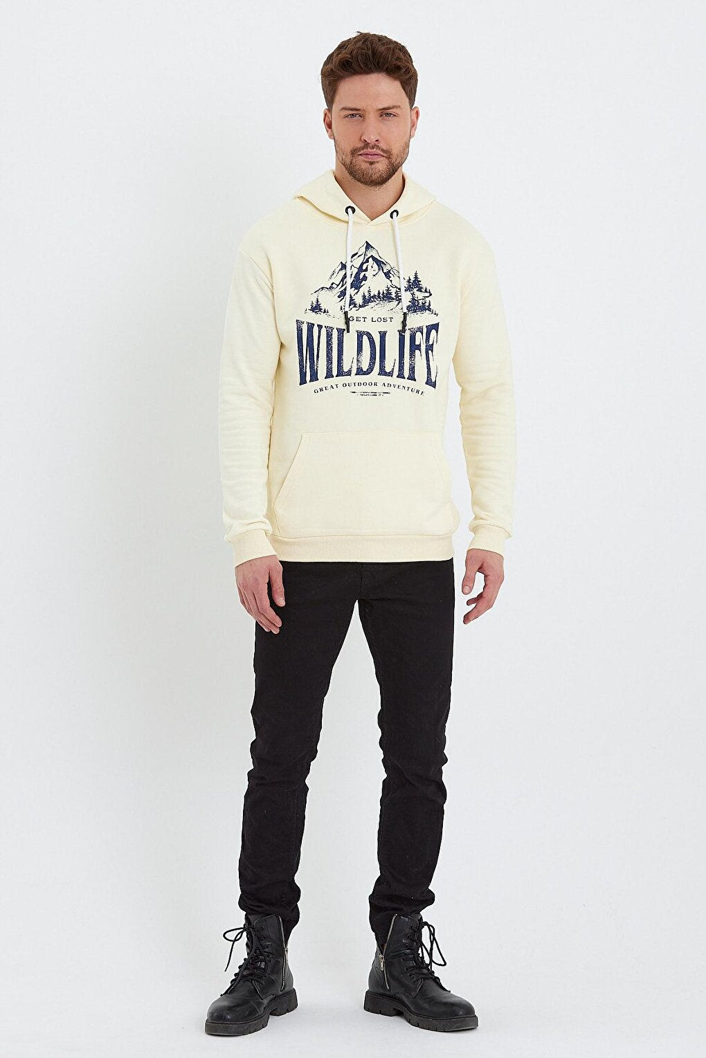 Men's Hooded Sweatshirt with Wildlife Written on the Front