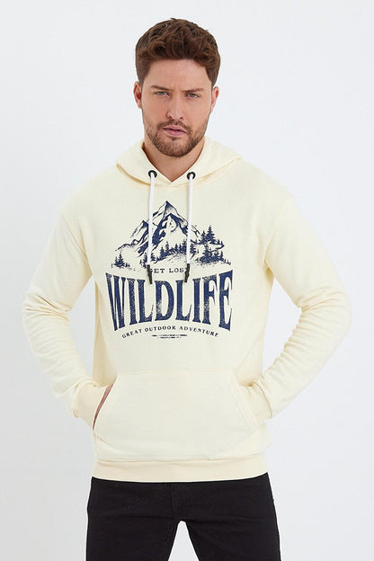 Men's Hooded Sweatshirt with Wildlife Written on the Front