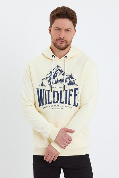 Men's Hooded Sweatshirt with Wildlife Written on the Front