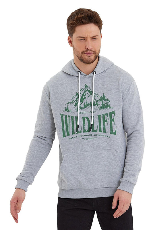 Men's Hooded Sweatshirt with Wildlife Written on the Front