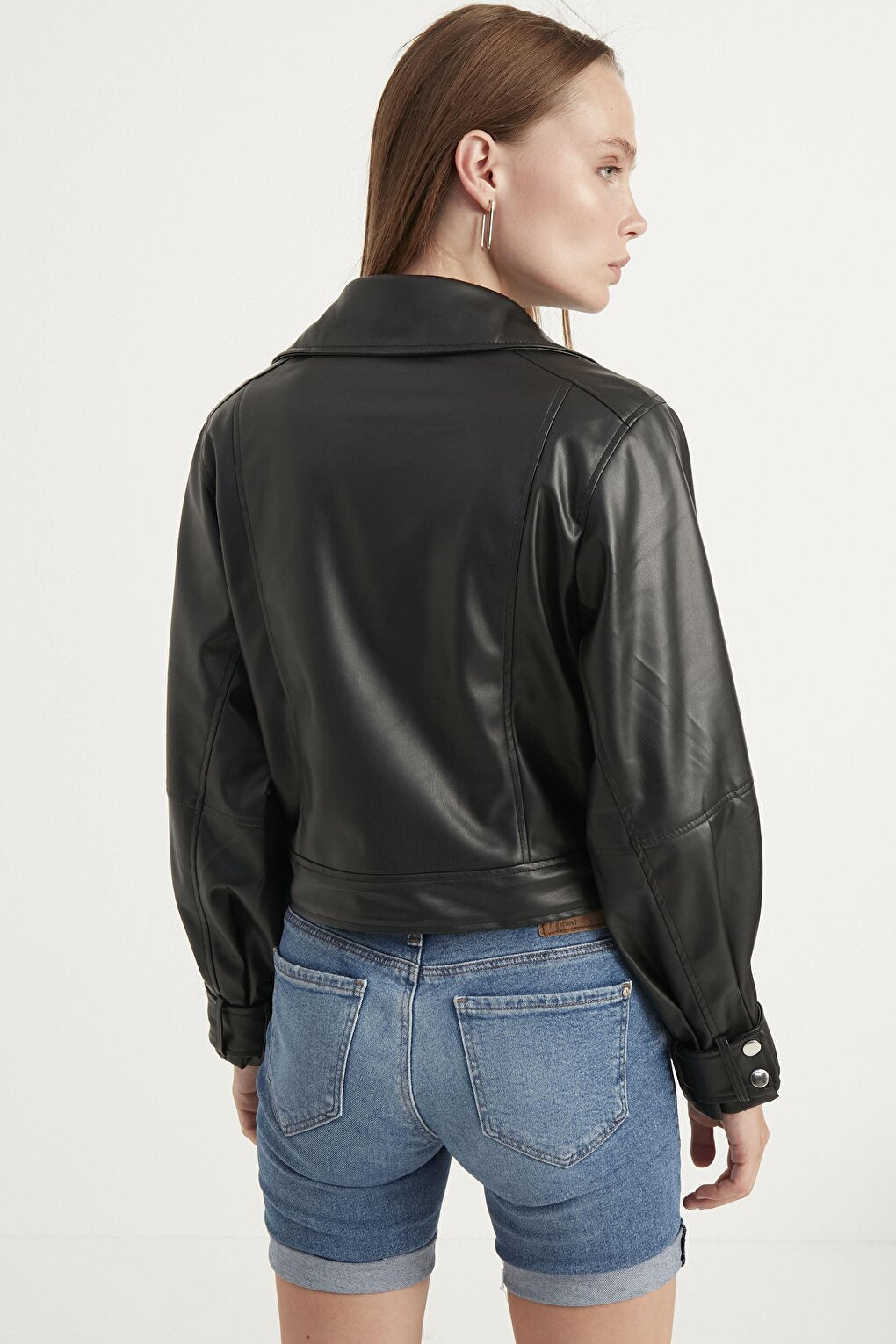 Women's Balloon Sleeve Leather Jacket