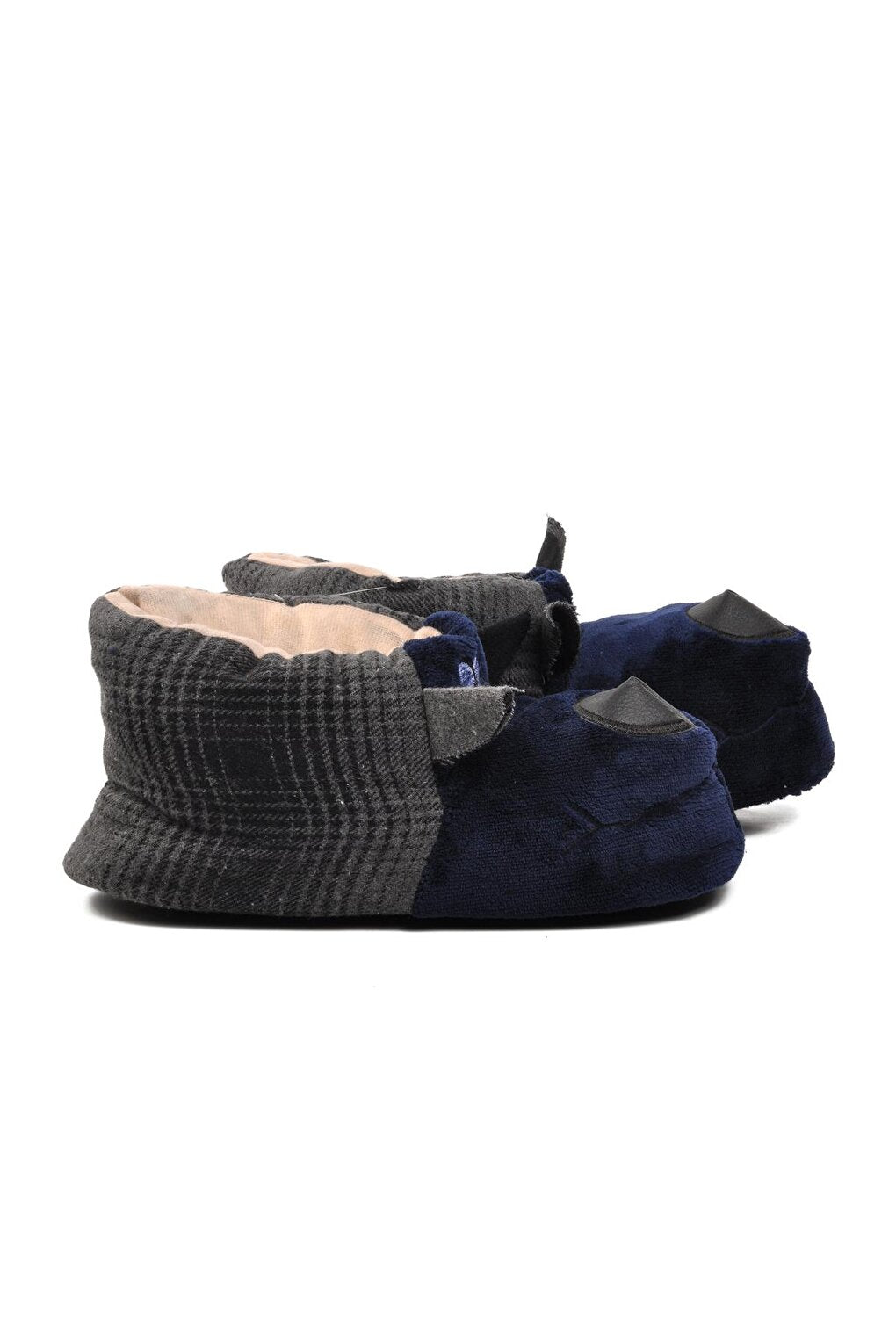 Navy Blue Men's Slippers with Teddy Bear