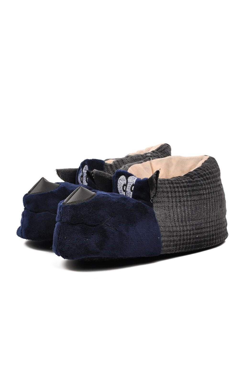 Navy Blue Men's Slippers with Teddy Bear