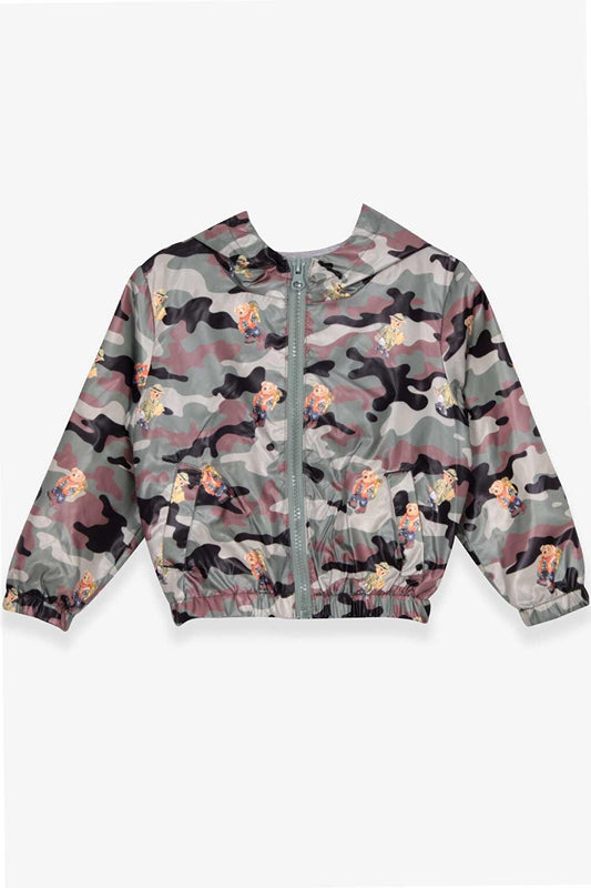 Boy's Raincoat with Teddy Bear Camouflage Pattern Mixed Color (1-5 Years)