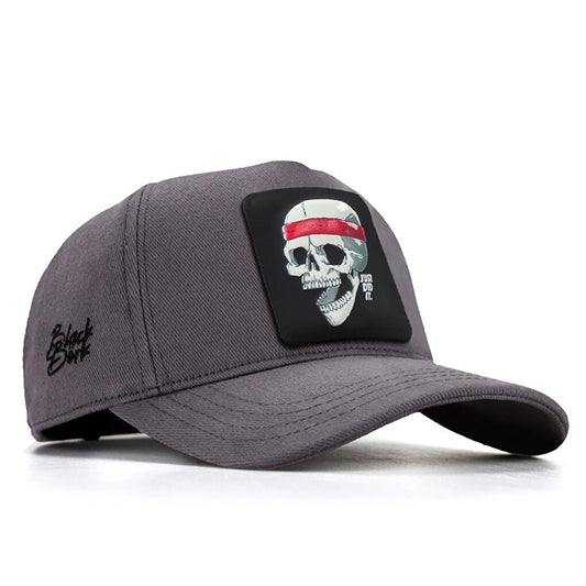 V1 Baseball Skull - Unisex Gray Cap with 2 Code Logo