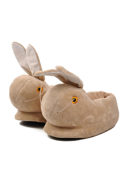 Beige Women's Slippers with Rabbit