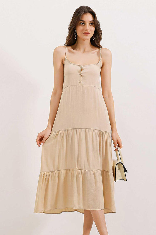 2403 Strappy Midi Dress - Cream