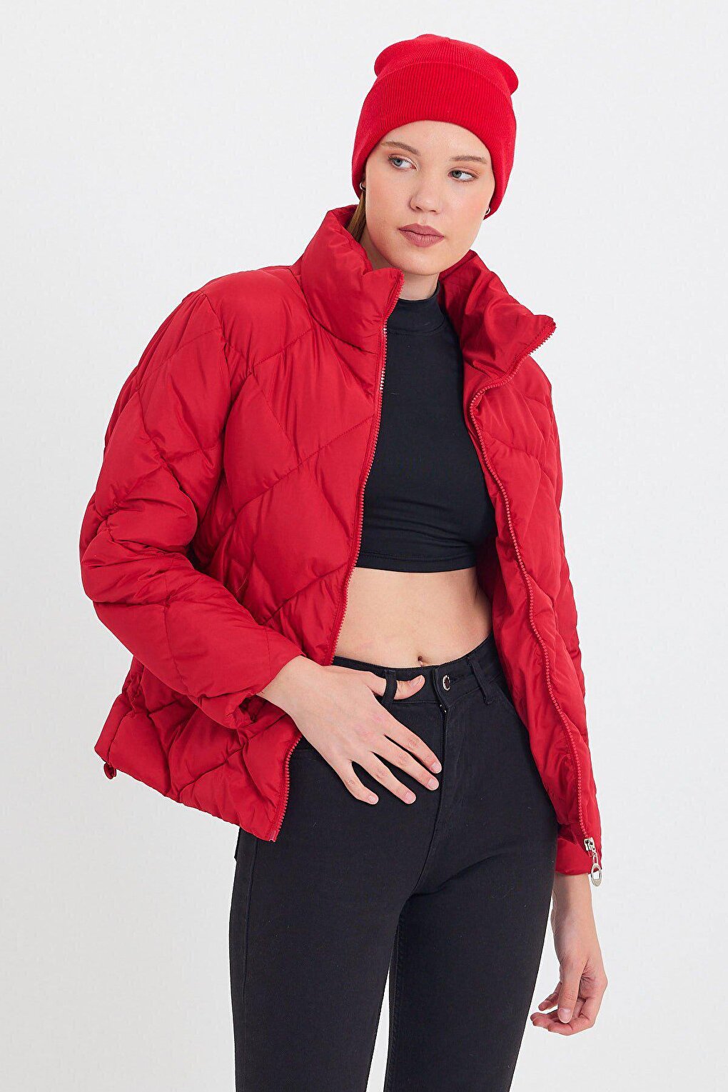 Comfortable Stand-Up Collar Puffer Jacket AD-K50424LNW