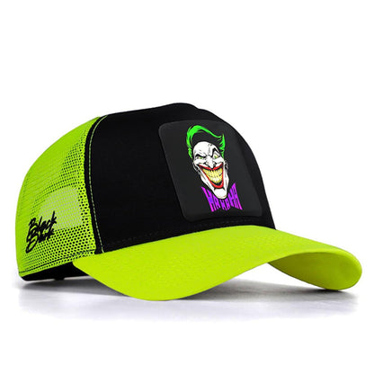 V1 Trucker Joker - Unisex Neon Peaked Neon-Black Hat (Cap) with 3 Code Logo